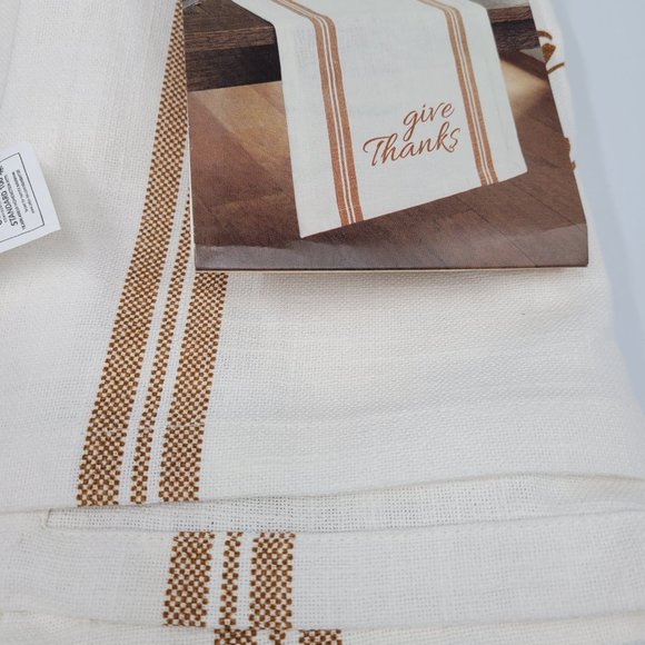 harvest give thanks border 14in x 90in table runner/ off white - Picture 5 of 6